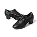 Women Dance Shoes Leather Mesh Lightweight Breathable Fashion Latin Dance Shoes Comfortable Lace Up Ballroom Dance Pratice Shoes (Color : Black-5CM/1.96In, Size : 8)