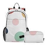 Amooorous Circular Paradise - Mochila escolar para niños con bolsa de almuerzo, mochila escolar con bolsa de almuerzo, bolsas para libros para niños con bolsa de almuerzo de 9 a 10 años, Circular