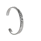 YWMAN Celtic Flower Cuff Bracelet, Vintage Floral Open Cuff Bangle, Stainless Steel Medieval Plants Pattern Bracelet Jewelry Gift for Men Women