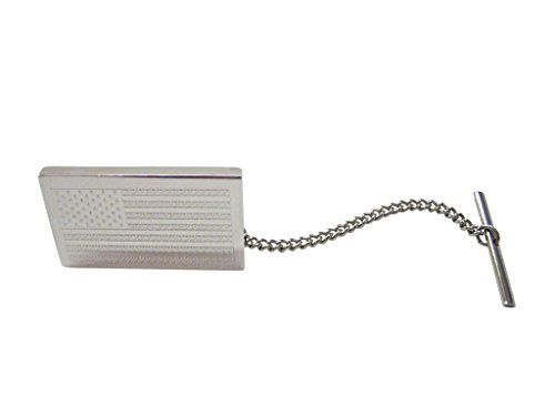 Kiola Designs Silver Toned Etched USA American Flag Tie Tack