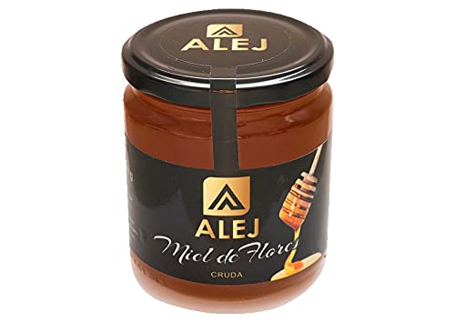 Alej Miel de flores Pura de Abeja Natural Ecologica Gourmet Cruda, Miel 100% Pura Natural Española Honey Sin Filtrar, En Tarro de Cristal de 500g