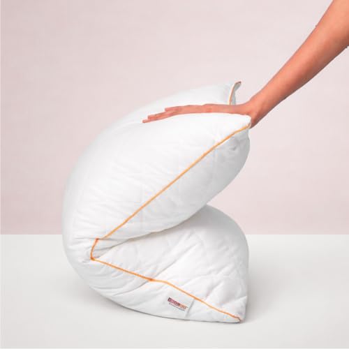 Image of Spaces Quilted Microfiber 105 GSM Plain Pillow Fillers Set of 2 | Reversible, Breathable & Lightweight - 43 x 68 Cm - White