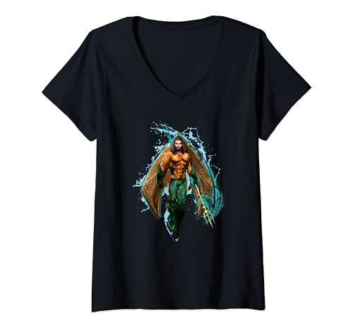 Mujer Aquaman Movie Logo with Aquaman Camiseta Cuello V