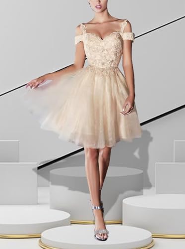 Teen Glitter Tulle Homecoming Dresses A Line Short Prom Dress Sweetheart Lace Applique Cocktail Gown3