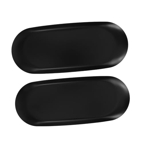 BUGUUYO 2 Piezas Bandeja Ovalada de Acero Inoxidable Organizador Compacto para Cosméticos y Joyas Diseño Moderno y Fácil Limpieza para Baño y Tocador Color Negro Medio