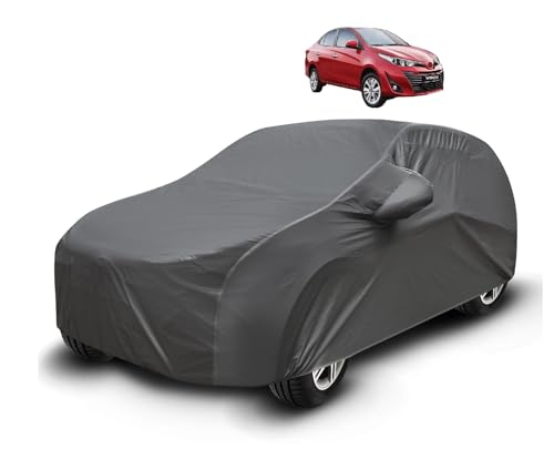 Image of Auto Hub Waterproof Car Cover Compatible with Yaris with Mirror Pockets, Soft Cotton Lining, Yaris Car Cover Waterproof, Grey