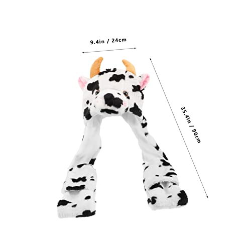 Cartoon Animal Hat Plush Winter Hat Ear Protection for Boys and Girls Soft Warm Cow Design for Outdoor Activities Multi2