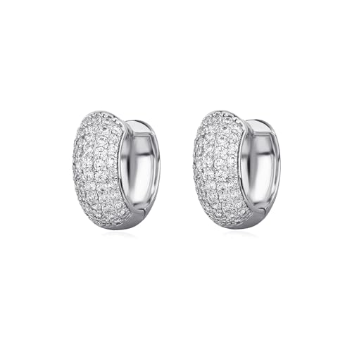 TOPGRILLZ Diamond Gold Hoop Earrings 5A+ Cubic Zirconia 14K Gold Small Chunky Thick Cartilage Hoop Huggie Earrings For Men Women