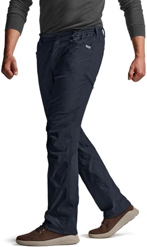 Image of CQR Men's Winter Fleece Lined Pants, Water-Resistant Outdoor Stretch Work Pants, Windproof Casual Pants with Pockets