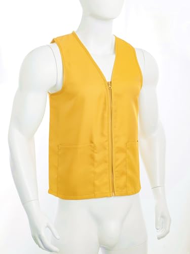 TiaoBug Kids Boys Girls Volunteer Activity Vest V-neck Zipper Side Pockets Waistcoat Waiter Bartender Uniform3