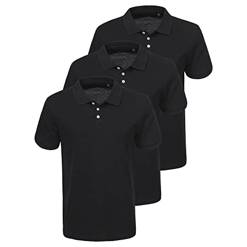 LiKing Pack de 3 Polo Hombre Algodón Golf Shirts Negro Talla XL Cover