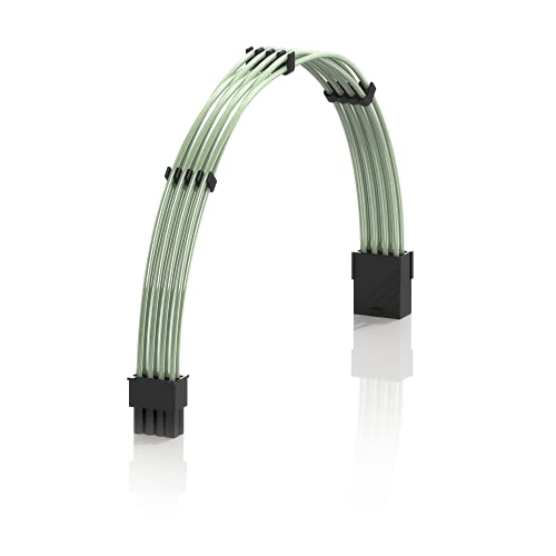 Image of LINKUP - 8 (6+2) P GPU PSU Cable Extension 16AWG Oxygen Free Copper (OFC) Teflon Jacket Custom Mod GPU PC w /Combs┃Single Pack┃30CM 300MM - Green