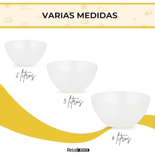 Miniatura 6 de Chefzoco Cuenco De Plástico Para Comida, Bol De Cocina, Ensaladera De Plástico, Libre De Bpa, Apto Para Lavavajilla, Capacidad 3 Litros, Diámetro 23 Cm, Altura 10.5 Cm, Transparente.