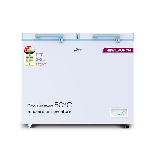 Image of Godrej DH ESNCH 330C 2HCLP RW with 5 Years Comprehensive Warranty, Pentacool+ Cooling, D-Cool technology, Cools even at 50 C, Double Door Convertible Deep Freezer (302L 3 Star,White)