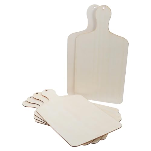 Ipetboom 6 Piezas Tabla de Madera sin Terminar para Cortar y Servir de Diseño Rústico con Mango para Proyectos DIY y Aperitivos Fiestas y Navidad