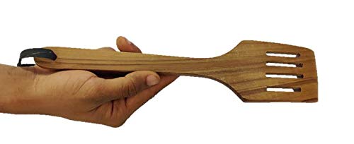ARMAN SPOONS - Believe in Quality Wooden Skimmer Flat- Genuine Teak Wood Cooking Spatulas Ladles (Wooden Skimmer/Spoons for Pan) Nonstick Lining Jhaara (14 in Long) 4