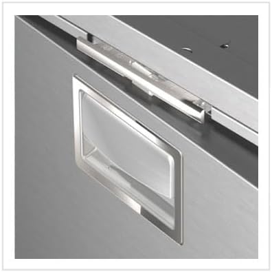 Diagram illustrating the 'Door Outside' and 'Door Inside' installation options for the Vitrifrigo DW90 OCX2 RFX Drawer Fridge Freezer.