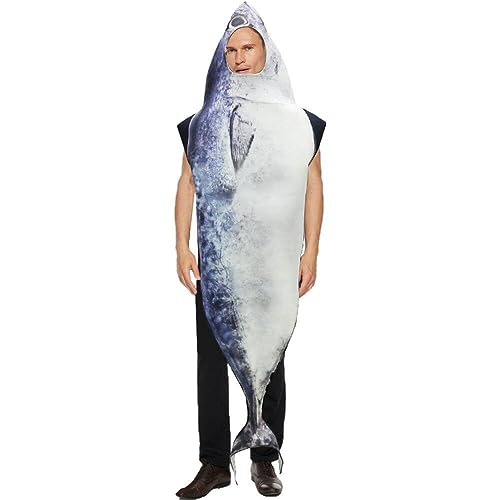 Sanfly Costume De Poisson d'halloween pour Adulte, Costume d'animal De Mer, Tenue De Poisson Drôle, Déguisement d'halloween Cosplay, Combinaison De Poisson Nouveauté