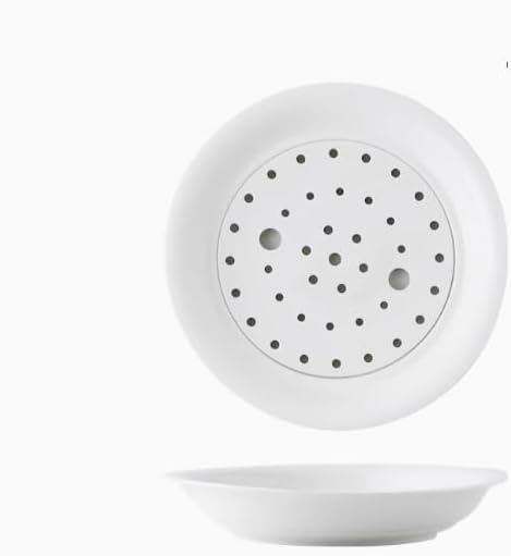 Kamelar. Lava 10-inch white ceramic dumpling plate, double-layer perforated plate, Chinese dumplings, can be used to hold dumplings, dry ice, fruits, and sashimi.