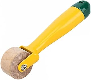 Zonster Quilting Seam Roller Roll and Press Sewing Roller Tool with Handle for Quilting Sewing Print Ink Wallpaper Home Decoration, Yellow,15*2cm