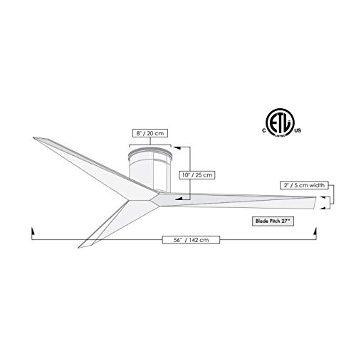 Matthews Ekh-Bn-Bn Eliza 56" Outdoor/Indoor Damp Locations Hugger Ceiling Fan With Remote Control & Wall Control, 3 Blades, Brushed Nickel #TOP1