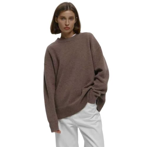 Round Neck Sweater Autumn and Winter New Loose Warm Simple Pullover Solid Color Knitted Sweater Women2