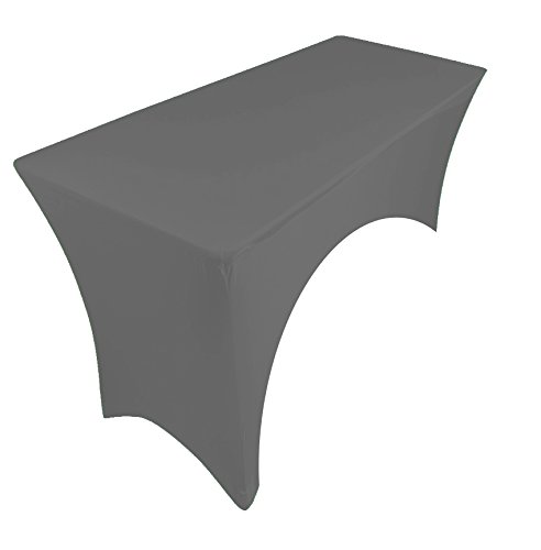 Pod Linen Grey/Dark Spandex Stretch Cover Tablecloth For 6Ft Table 1Side Arched/Buffet/Dj 183X75x75cm ( Dark)