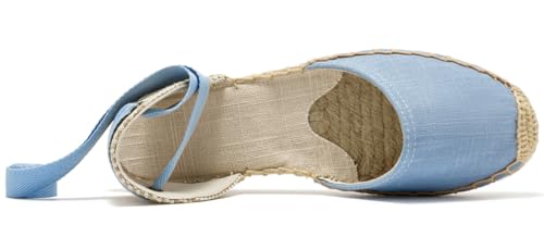 Image of Women's Espadrille FLat Sandals Closed Toe Ankle Wrap,Classic Lace Up Summer Dressy Flat Shoes