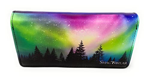 Shag Wear Moose Scene Aurora Borealis Large Animal Wallet for Women and Teen Girls Vegan Faux Leather 7"2