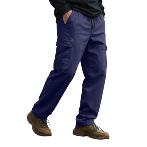 Pantalones cargo chinos de trabajo para hombre, ligeros, deportivos, transpirables, elásticos, para exteriores, con múltiples bolsillos, 01-azul marino, XXL