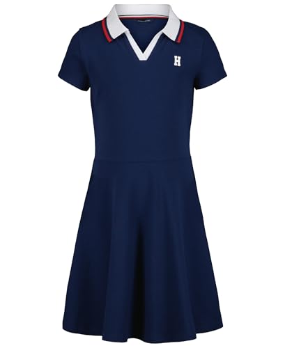 Tommy Hilfiger Girls' Short Sleeve Knit Polo Dress, Everyday Casu...