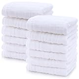 Cute Castle 12 Pack Muslin Baby Washcloths - Large 12'' by 12'' - Ultra Soft 100% Cotton - Super Absorbent Burp Cloths for Unisex, Boy, Girl -White