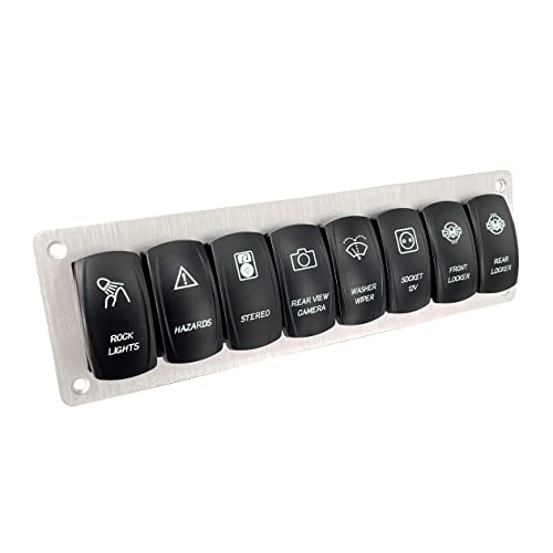 Image of Customize White Led Rocker Switch Panel ON-Off /ON-Off-ON Toggle Switch Panel for Car Marine Trailer Jeep RV SUV Pickup IP66