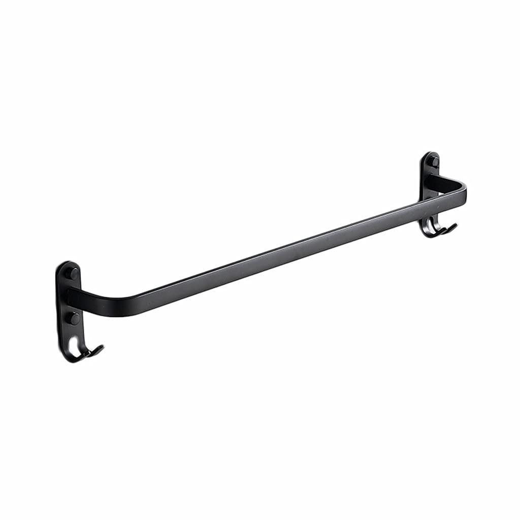 Porte-serviettes en acier inoxydable noir 60 cm pour rangement mural de salle de bain