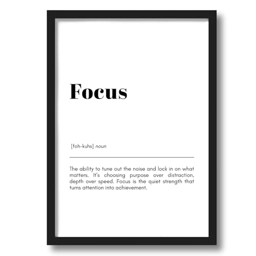 Image of ArtAction Focus Wall Frame Poster | Office Word Art Motivation for Study Room & Work Desk | A4 Size | Framed Typography Poster | Inspirational Gift for Students & Office Professionals
