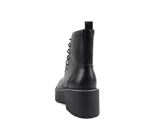 Image of Soda FLING Women Chunky Lug Sole Lace up Fashion Combat Ankle Boot w /Side Zipper