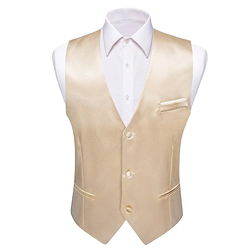 Image of Barry.Wang Mens Suit Vest Bow Tie Set 4PCS Formal V-neck Slim Fit Casual Solid Color Waistcoat Wedding Party Tuxedo
