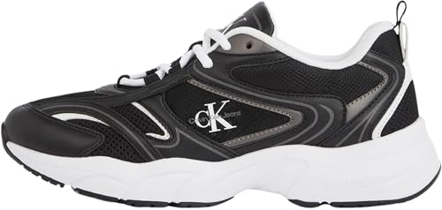 Calvin Klein Damen Runner Sneaker Retro Tennis Mesh Sportlich, Schwarz (Black/Bright White), 40