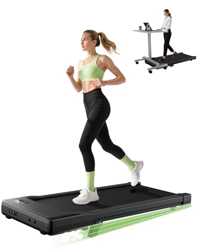 Image of DeerRun Under Desk Walking Pad Treadmill for Home & Office, 6% Manual Incline, 0.6-3.8 MPH Walking Speed, 300 lb Capacity, App & Remote Control