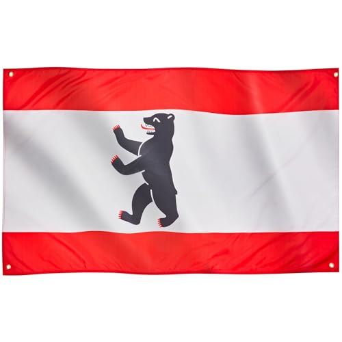 Runesol Berlin Flagge für Balkon, 91x152cm, 3ft x 5ft, Berlin Fahne mit 4 Ösen, Berliner Landesflagge, Premium-Flaggen für drinnen und draußen, helle Farben