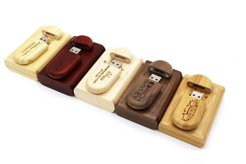 Clé USB gravée en bois de noyer massif 128GB, coffret artisanal luxe