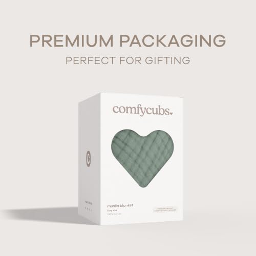 Image of Comfy Cubs Muslin Blanket for Adults King 108 inch x 90 inch - 6 Layer Soft, Breathable & Lightweight Muslin Adult Blanket - Machine Washable & Designed in The US Bedding for All Seasons - Fern