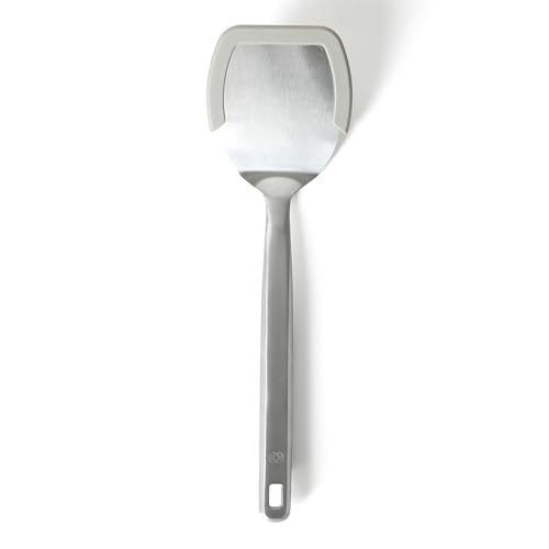 Image of Calphalon Prime Solid Turner, Cooking Spatula, Kitchen Spatula, Stainless Steel Turner with Heat Resistant Silicone Rim for Nonstick Cookware, Durable and Comfortable Kitchen Utensil