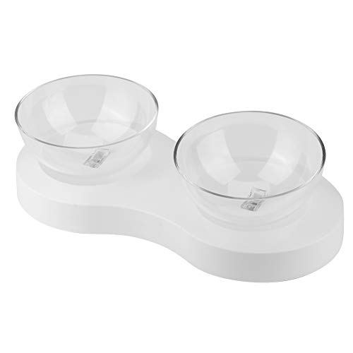 Double gamelle réglable pour chat design ovale transparent en PC ABS