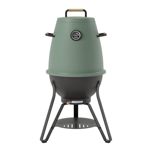 Kandu Outdoor Charcoal Oven Grill, Jungle Green - Cooks from All Directions, Space Saving, Includes 8 Skewers, Up to 750 Degrees - Quick Vertical Cooking Locks in Flavor, Nutrients & Moisture