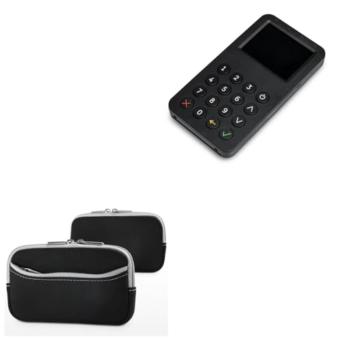 BoxWave Case Compatible with IPCMobile QuantumPay Pin 400 - SoftSuit with Pocket, Soft Pouch Neoprene Cover Sleeve Zipper Pocket - Jet Black with Grey Trim
