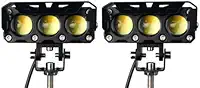 Par Farol Milha Moto Led Auxiliar 120W 12000LM Neblina Lampada Lente Auxiliar Três Lentes Luz De Cor Dupla