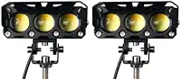 Par Farol Milha Moto Led Auxiliar 120W 12000LM Neblina Lampada Lente Auxiliar Três Lentes Luz De Cor Dupla