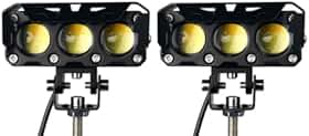 Par Farol Milha Moto Led Auxiliar 120W 12000LM Neblina Lampada Lente Auxiliar Três Lentes Luz De Cor Dupla