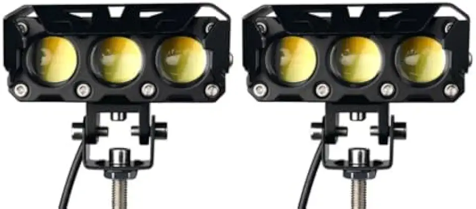 Par Farol Milha Moto Led Auxiliar 120W 12000LM Neblina Lampada Lente Auxiliar Três Lentes Luz De Cor Dupla